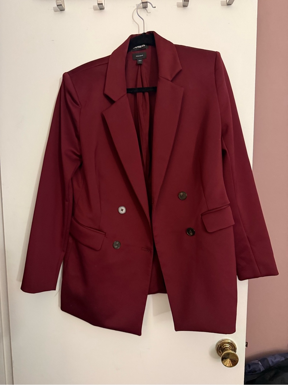 Express Women's Double-Breasted Blazer Jacket - Wine